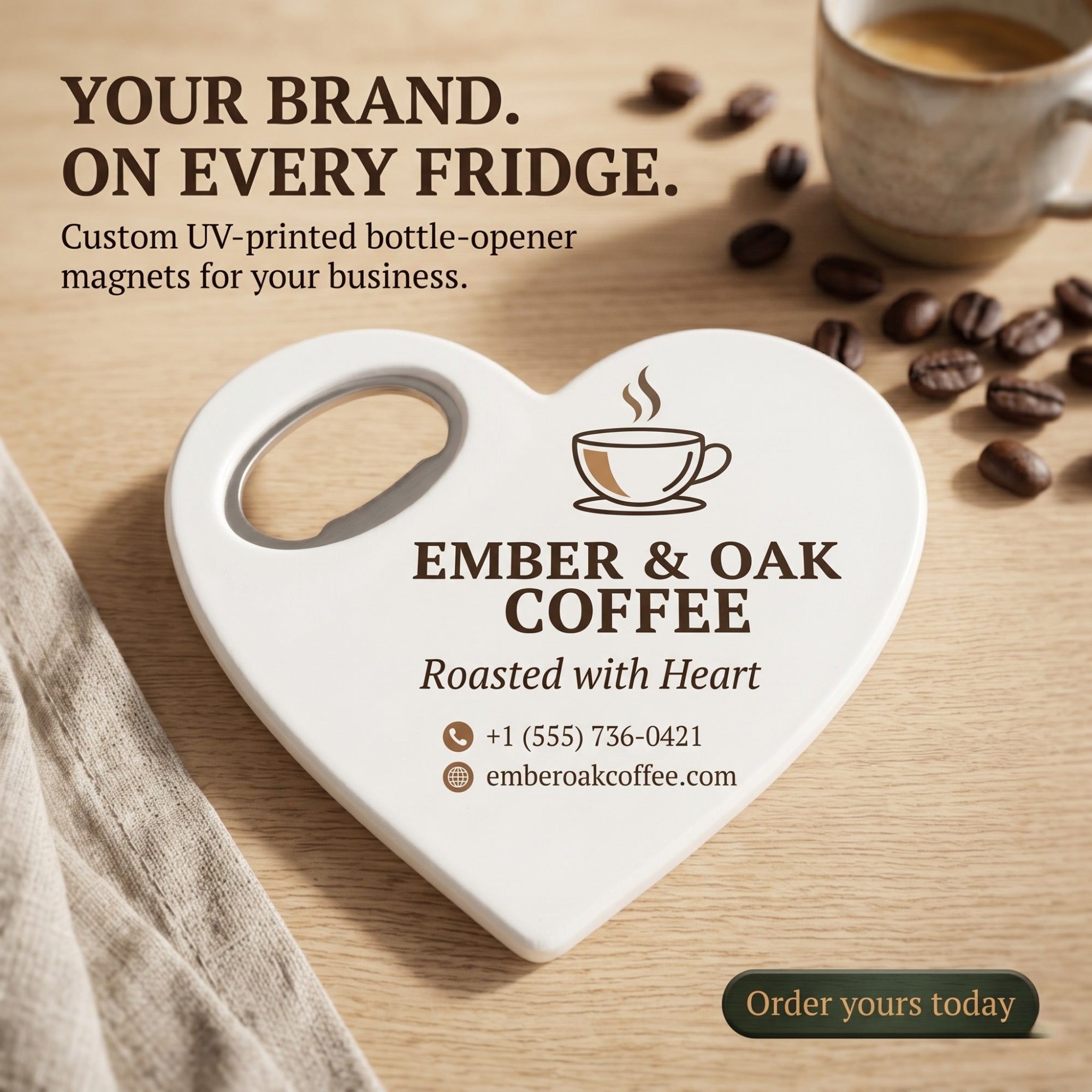 Heart Shaped Magnetic Custom Bottle Opener